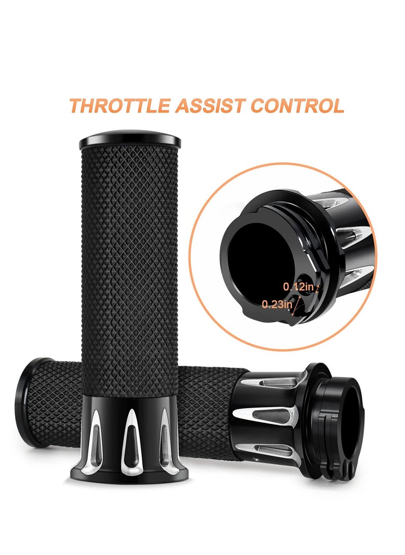 SYOSI Universal Motorcycle Handles Grips, 1" Motorcycle Hand Grips Black Chrome Handlebar Grips Compatible with Harley Touring Honda Yamaha Suzuki Kawasaki  - Image 4