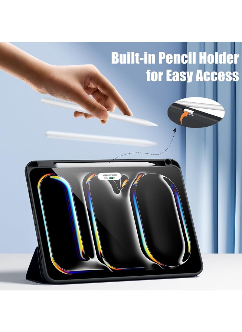 General - Case for iPad Pro 11-inch (M4, 5th Gen 2024) with Pencil Holder, Smart Sleeve with Protective Tri-Fold Stand and Soft TPU Back, Auto Wake/Sleep, Pencil Charging Support - Image 1