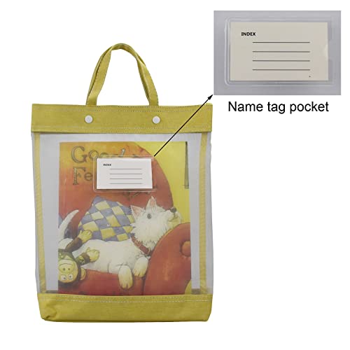 enyuwlcm Nylon Document Bag with Handle Light Transparent Mesh File Tote Bag Pouch for Carrying Books Papers (2, BU&YL) - Image 5