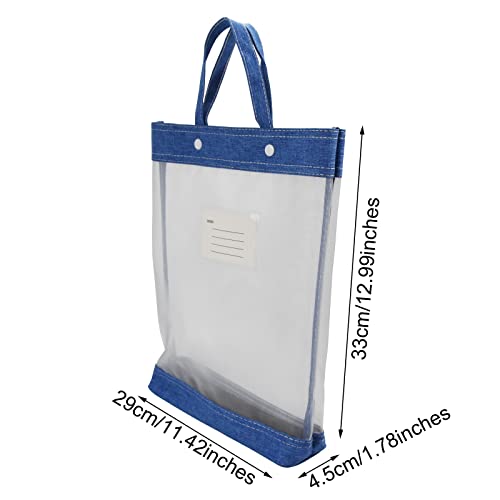 enyuwlcm Nylon Document Bag with Handle Light Transparent Mesh File Tote Bag Pouch for Carrying Books Papers (2, BU&YL) - Image 2