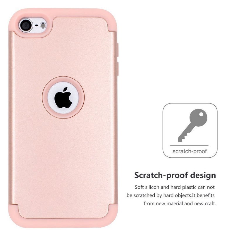 ULAK Compatible with iPod Touch 7th/6th/5th Gen Case, Heavy Duty Shockproof High Impact Protective Case with Dual Layer Soft Silicone + Hard PC for Apple iTouch 5/6/7, Rose Gold - Image 3