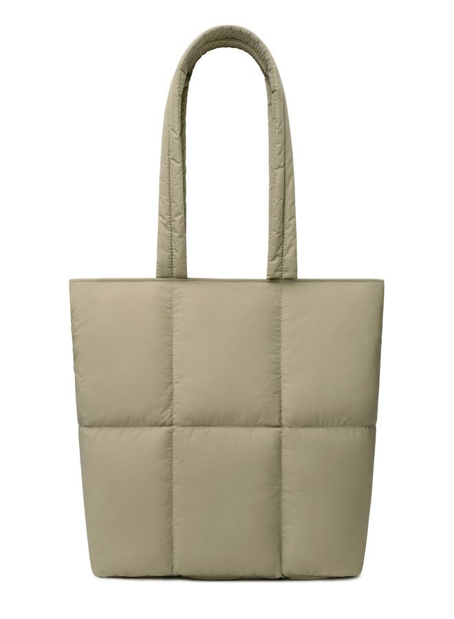 كومفيابل حقيبة يد مريحة للعمل للنساء، مصنوعة من النايلون المنفوخ، مزودة بجيب للكمبيوتر المحمول، حقيبة كتف للسفر والدراسة، مقاس 16 بوصة، لون أخضر، مقاس متوسط - Image 1