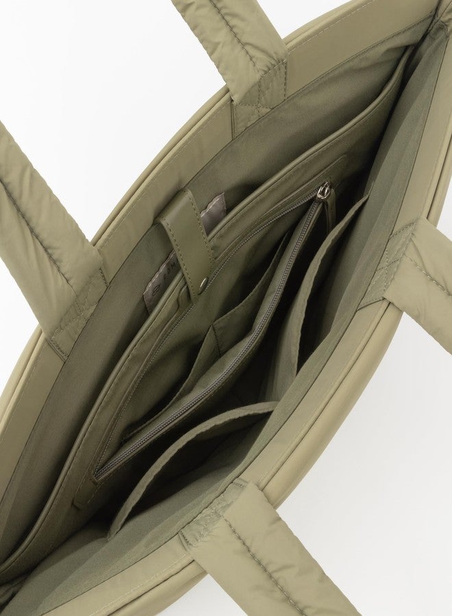 كومفيابل حقيبة يد مريحة للعمل للنساء، مصنوعة من النايلون المنفوخ، مزودة بجيب للكمبيوتر المحمول، حقيبة كتف للسفر والدراسة، مقاس 16 بوصة، لون أخضر، مقاس متوسط - Image 4