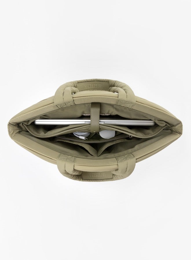 كومفيابل حقيبة يد مريحة للعمل للنساء، مصنوعة من النايلون المنفوخ، مزودة بجيب للكمبيوتر المحمول، حقيبة كتف للسفر والدراسة، مقاس 16 بوصة، لون أخضر، مقاس متوسط - Image 5