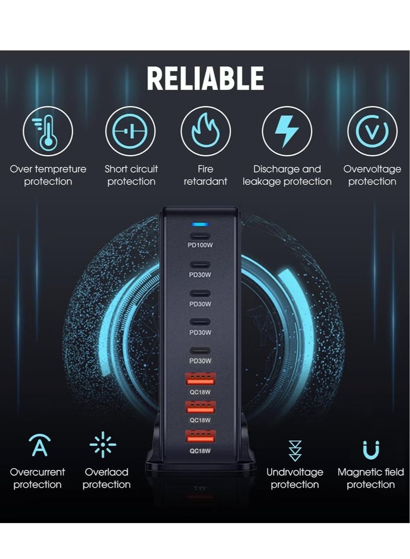 ELTRAZONE 268W USB-C Fast Charging Station – 8-Port Desktop Charger for Laptops, Phones, Tablets & Smart Devices, Supports Quick Charge, Overcharge & Short-Circuit Protection, Universal Compatibility, Compact Design - Image 3