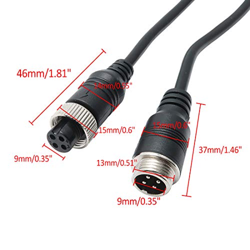 UmiMirari Hxchen 10M/33FT Car 4-Pin Aviation Video Extension Cable for CCTV Rearview Camera Truck Trailer Camper Bus Motorhome Vehicle Backup Monitor Waterproof Shockproof System - (1 Pc) - Image 3