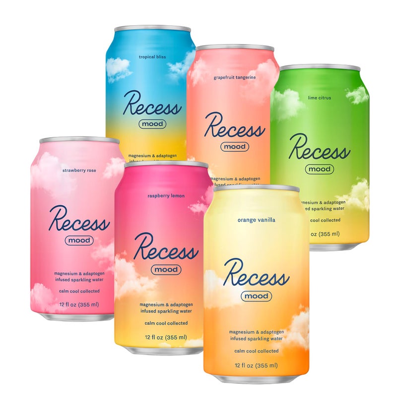Recess Mood Magnesium Supplement Drink Calming Beverage, 12 Ounce (Variety Pack, 12 Pack) *Greatest Hits Sampler* - Image 1