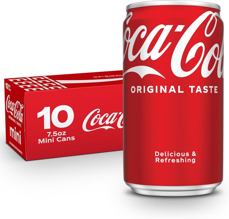 Coca-Cola Fridge Pack Soda Soft Drinks, 7.5 fl oz Mini Cans - 10 Pack - Image 1