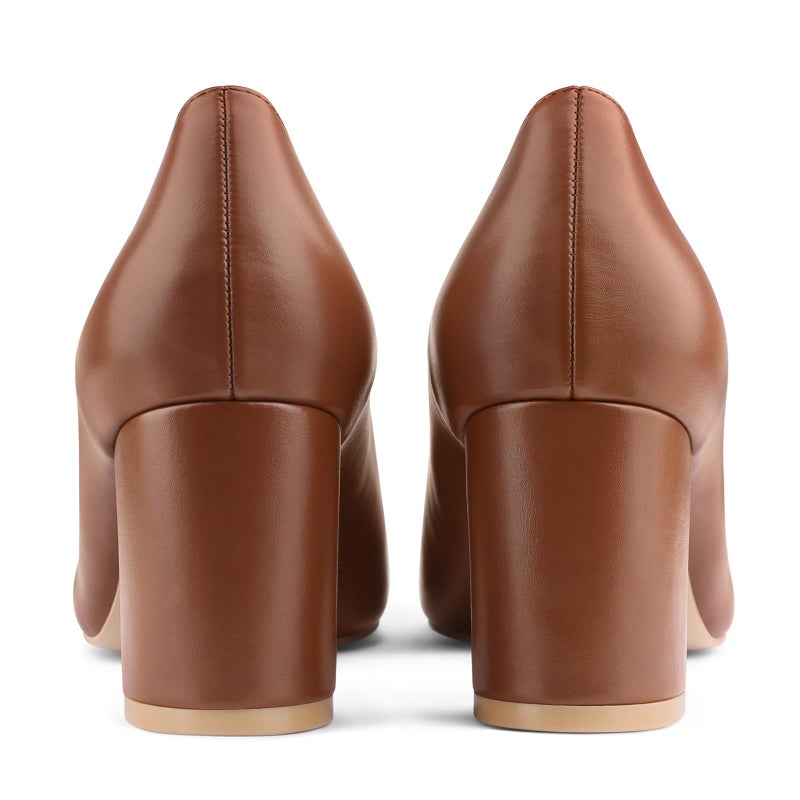 JOY IN LOVE Pumps for Women Chunky Heels Comfortable Block Heel Work Dress Pump Shoes Brown Matte 8.5US - Image 5
