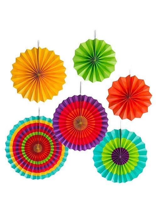 LB L B Multi Color Decoration Paper Fan Combo for Theme Party Birthday Celebrations Anniversary Event Festive Decoration Pack of 6  - Image 2