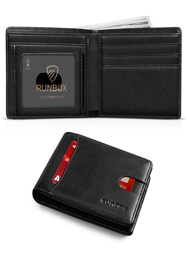 RUNBOX Novelty Wallet for Men Slim 11 Credit Card Holder Slots Leather RFID Blocking Small Thin Men's Wallet Bifold Minimalist Front Pocket Large Capacity Gift Box - Image 1