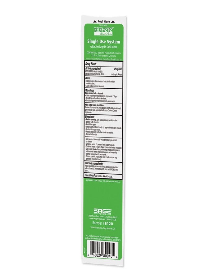 Sage Stryker – Sage Toothette Plus Single Use Oral Swabs with Antiseptic Oral Rinse – 1 package of 2 swabs with .25 fl. oz. mint mouthwash – Disposable swabs with long handle - Image 5