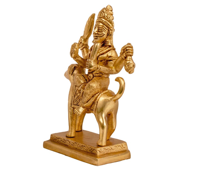 MohanJodero Mohan Jodero Brass Kaal Kal Bhairav Idol | Bhairo Baba Ji Murti | Shri Kal Bhairava Statue I Incarnation of Lord Shiva I Height- 6.8 Inches I - Image 3