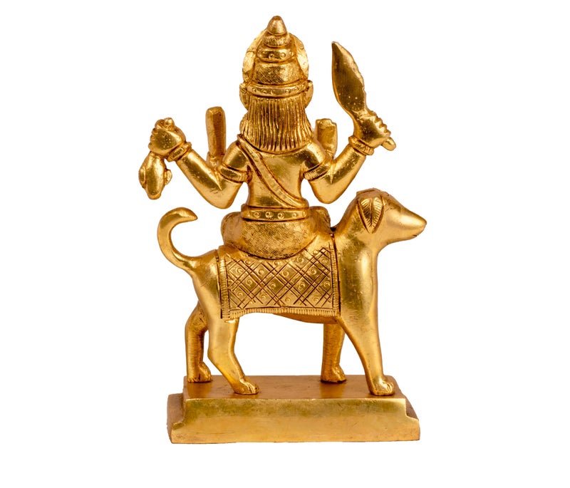 MohanJodero Mohan Jodero Brass Kaal Kal Bhairav Idol | Bhairo Baba Ji Murti | Shri Kal Bhairava Statue I Incarnation of Lord Shiva I Height- 6.8 Inches I - Image 4