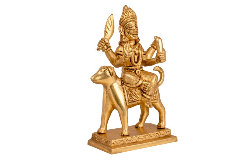 MohanJodero Mohan Jodero Brass Kaal Kal Bhairav Idol | Bhairo Baba Ji Murti | Shri Kal Bhairava Statue I Incarnation of Lord Shiva I Height- 6.8 Inches I - Image 2