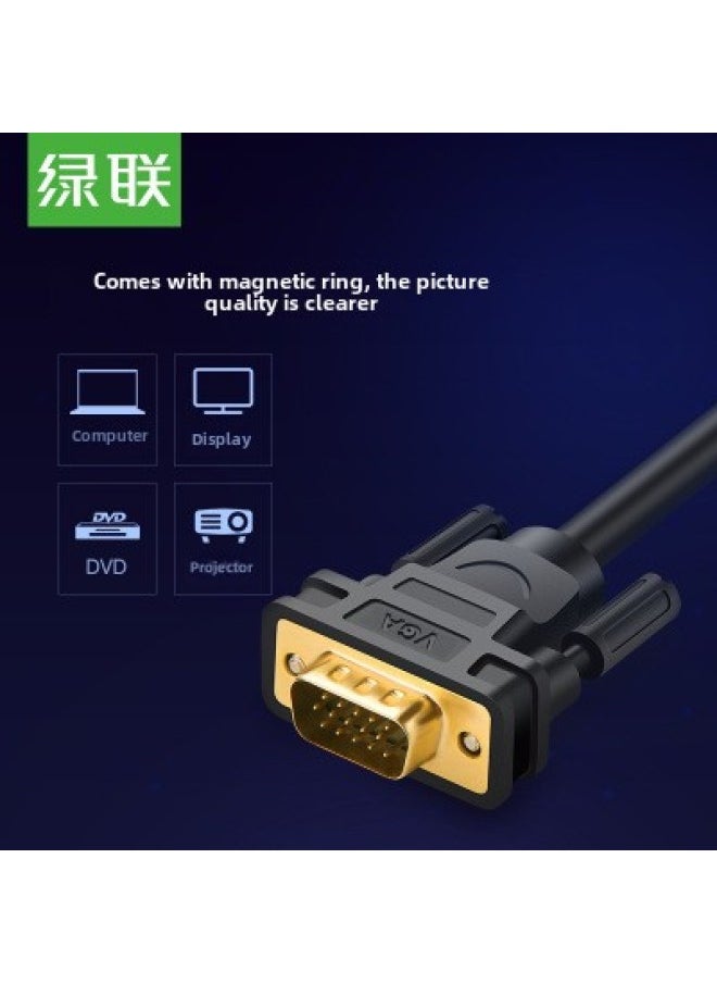 Lvlian VGA Cable Computer Monitor Cable VGA Video Data Cable Computer Wire Computer Case-Color:Flat Line-male To Male-Line Length:1.5m