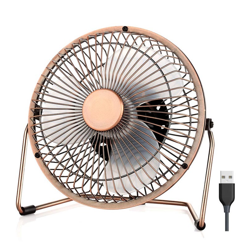 EasyAcc 6 Inch USB Desk Fan 360Rotation Small and QuietPowerful Portable Strong AirflowMini Metal Personal Cooling Fan with 2 Speed for Home OfficeBronzeUSB POWERED ONLY