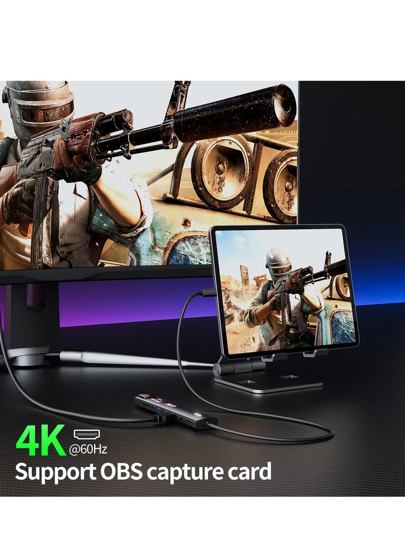 وصلة بلكستون GS1  تايب سي 9 في 1 منفذ شاحن سريع 100 واط ومنفذ ايثرنت يدعم إلى سرعة واحد غيغا 1G منفذين يو اس بي 3.0 سرعة نقل 5 غيغا 5G ومنفذ HDMI يدعم فوركي 4K السلك 60 سم