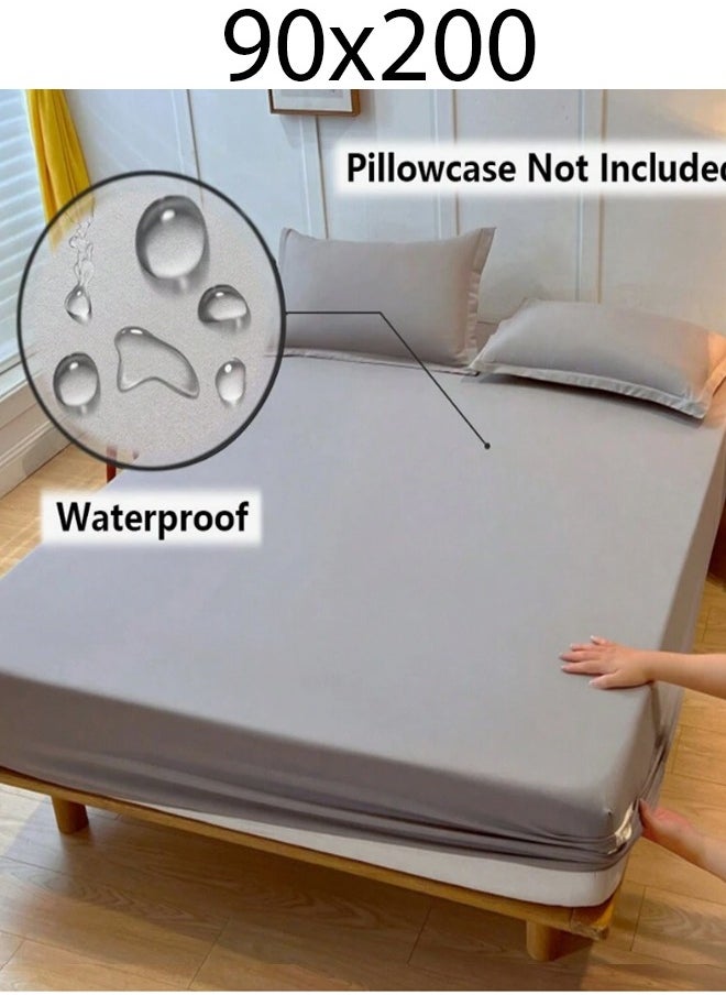Generic Waterproof Single Fitted Bed Sheet Grey 90 x 200 cm  - Image 2