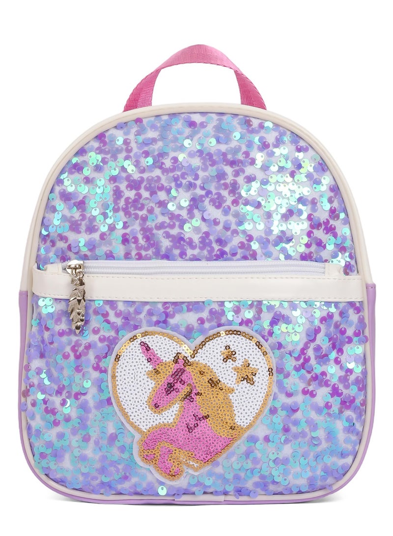 Eazy Kids Sequin School Backpack - Horse Purple  - Image 1