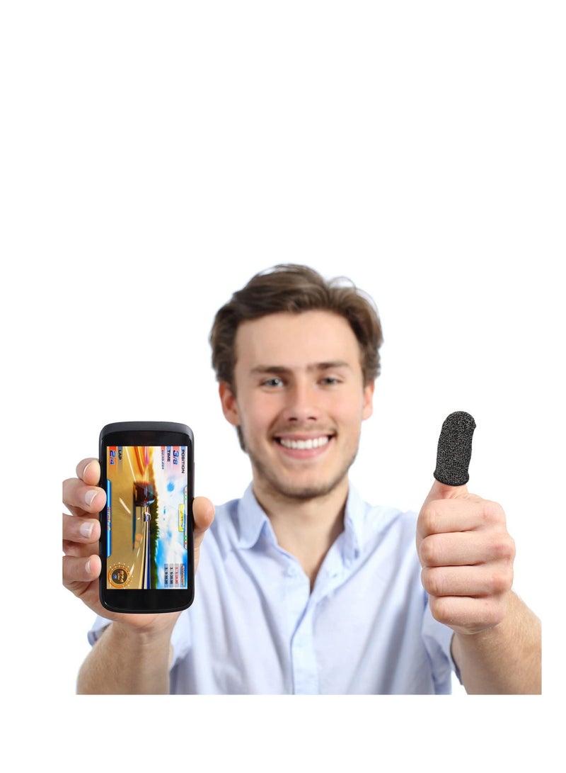 Captaintech Touch Screen Finger Glove Conductive Fiber Fingertips Sweatproof Non-slip Ultra-thin Breathable Universal Touche Screen Finger Sleeves for Android Mobile Games - Image 2