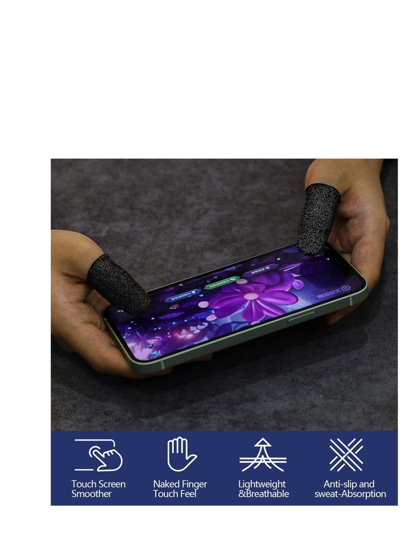 Captaintech Touch Screen Finger Glove Conductive Fiber Fingertips Sweatproof Non-slip Ultra-thin Breathable Universal Touche Screen Finger Sleeves for Android Mobile Games - Image 3