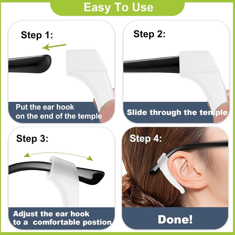 SMARTTOP 20 Pairs Anti-Slip Eyeglass Ear Grips Hook, Comfortable Silicone Elastic Eyeglasses Temple Tips Sleeve Retainer, Prevent Eyewear Sunglasses Spectacles Glasses Slipping (Clear) - Image 3