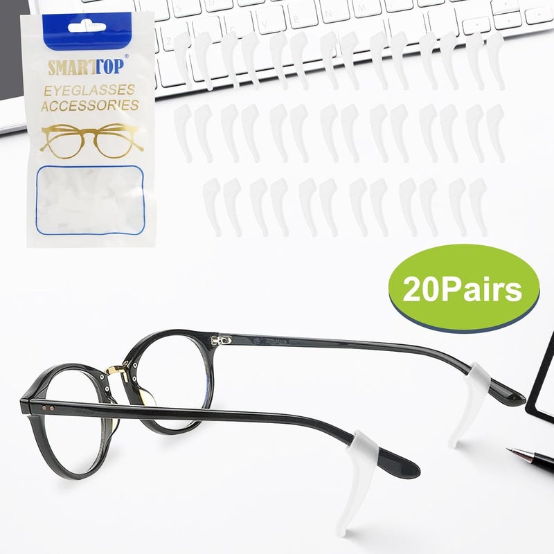 SMARTTOP 20 Pairs Anti-Slip Eyeglass Ear Grips Hook, Comfortable Silicone Elastic Eyeglasses Temple Tips Sleeve Retainer, Prevent Eyewear Sunglasses Spectacles Glasses Slipping (Clear) - Image 5