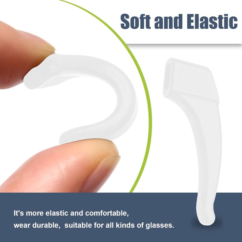 SMARTTOP 20 Pairs Anti-Slip Eyeglass Ear Grips Hook, Comfortable Silicone Elastic Eyeglasses Temple Tips Sleeve Retainer, Prevent Eyewear Sunglasses Spectacles Glasses Slipping (Clear) - Image 4