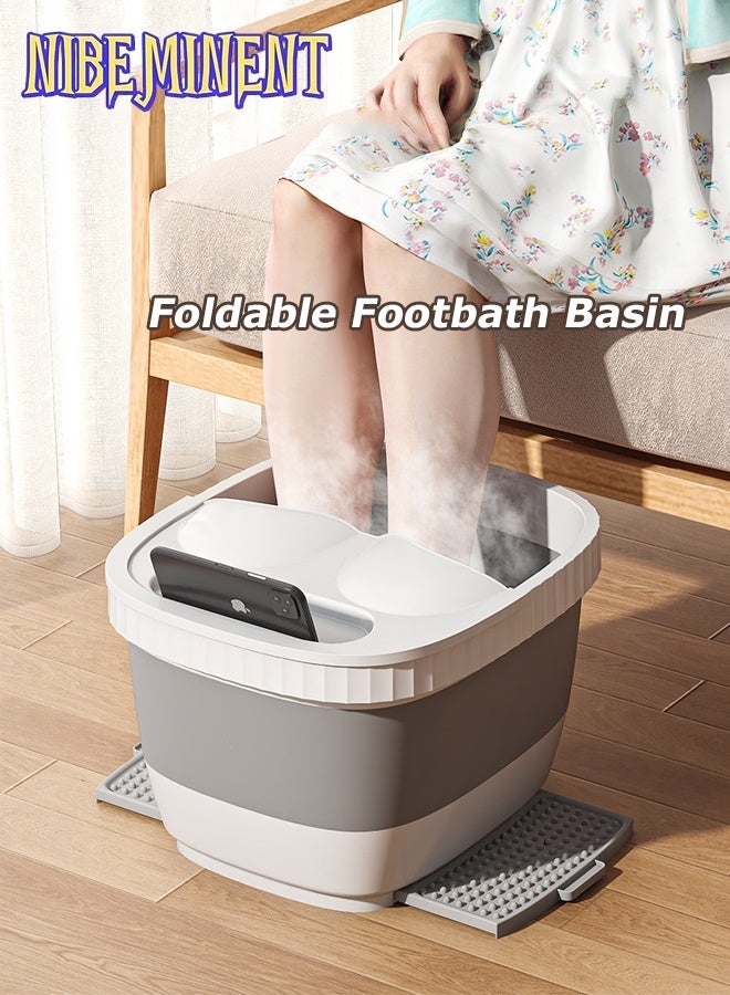 NIBEMINENT Foldable Footbath Basin, Portable Foldable Footbath Basin, Portable Foot Soaking Tub Massager SPA Soak Tub Massage Basin with Footstool and Cover, for Pedicure MassageFoot Soaking Tub SPA Massage Basin with Footstool and Cover, for Pedicure Massage - Image 1