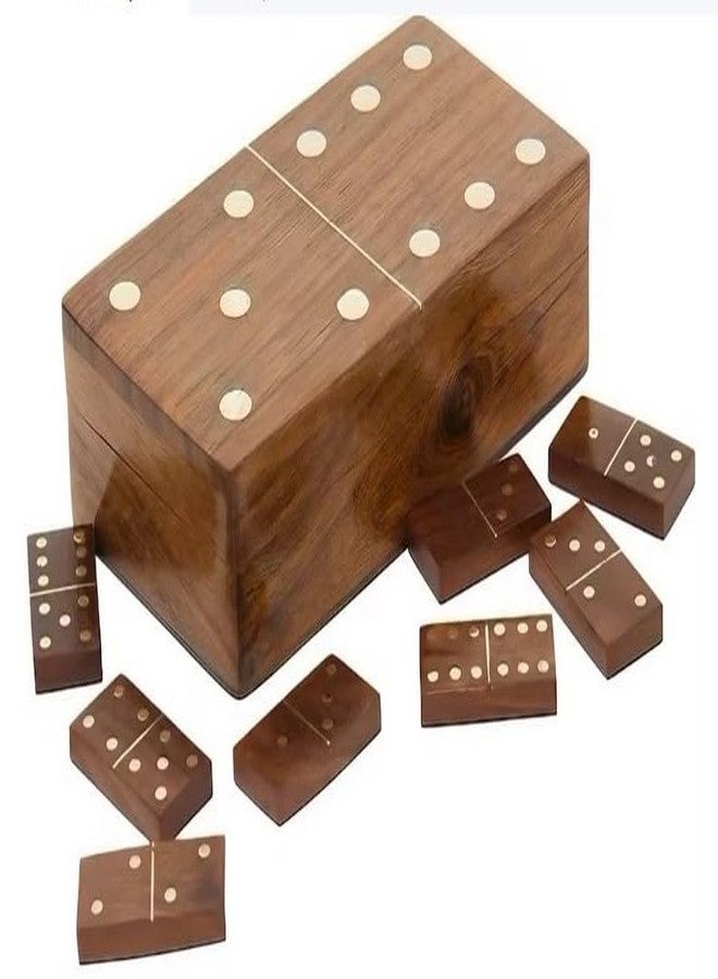 Timber Revival Co Domino Set, Double Six Dot Domino'S Blocks with Wooden Box Set of 28 for 2-4 Players for Adult (Domino Tiles) Size 5.75 x 3.25 x 1.75 inches - Image 1