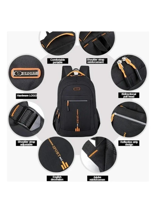 Large Capacity Casual Backpack for Men & Women, Business Travel, School, and Laptop, Black - Image 2