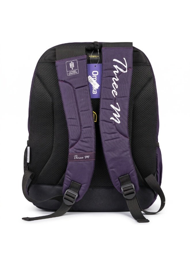 Three M Unisex School Backpack 4-Zip Extreme Suspension Purple English Letters - Image 2
