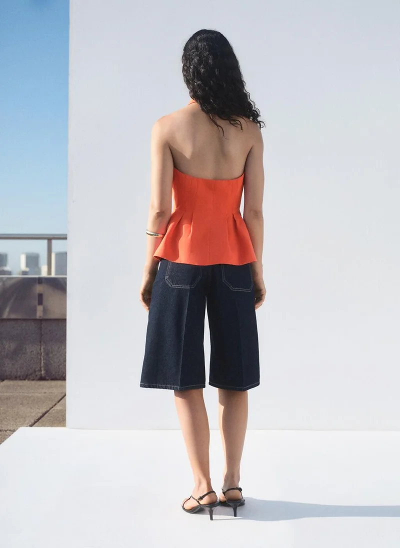مانجو Halter-neck peplum waistcoat