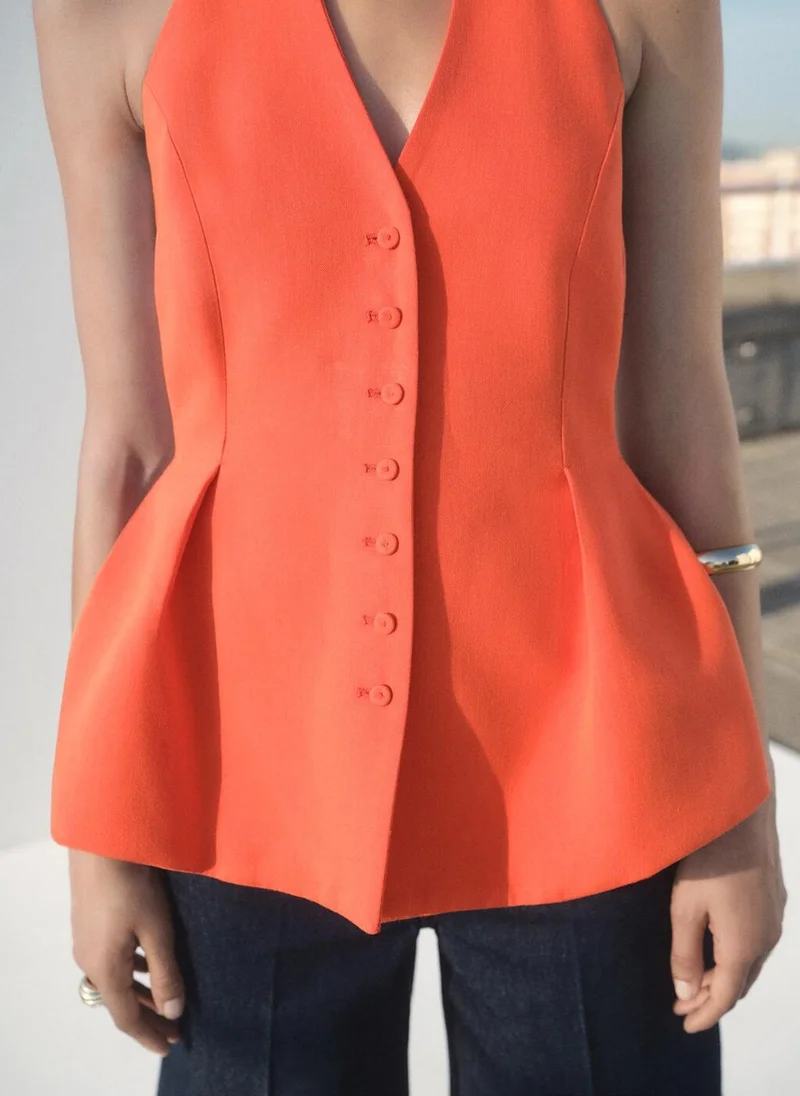 مانجو Halter-neck peplum waistcoat