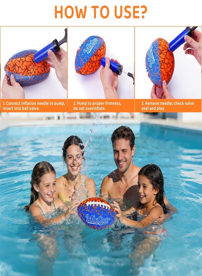 MicQutr Pool Beach Water Football, 9.25 Inch Waterproof Floating Football with Textured Grip & Air Pump, Outdoor Summer Sports Toy for Lake Swimming Family Games, Gifts for Kids Adults(2Pack-Mix) - Image 4