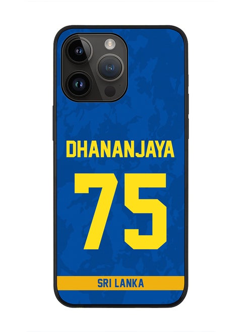 Rugged Black Edge Case iPhone 14 Pro Max, Slim fit Soft Case Flexible Rubber Edges Thin Cover - Player Name - Dhananjaya de Silva, Jersey Number- 75