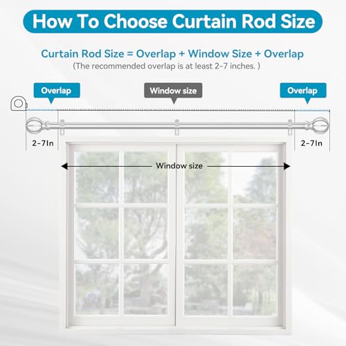 Poskena Silver Curtain Rods for Windows 28 to 48 Inch, 5/8" Diameter Heavy Duty Metal Adjustable Small Drapery Rod With Bracket - Image 4