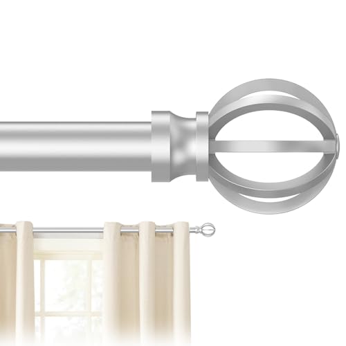 Poskena Silver Curtain Rods for Windows 28 to 48 Inch, 5/8" Diameter Heavy Duty Metal Adjustable Small Drapery Rod With Bracket - Image 1