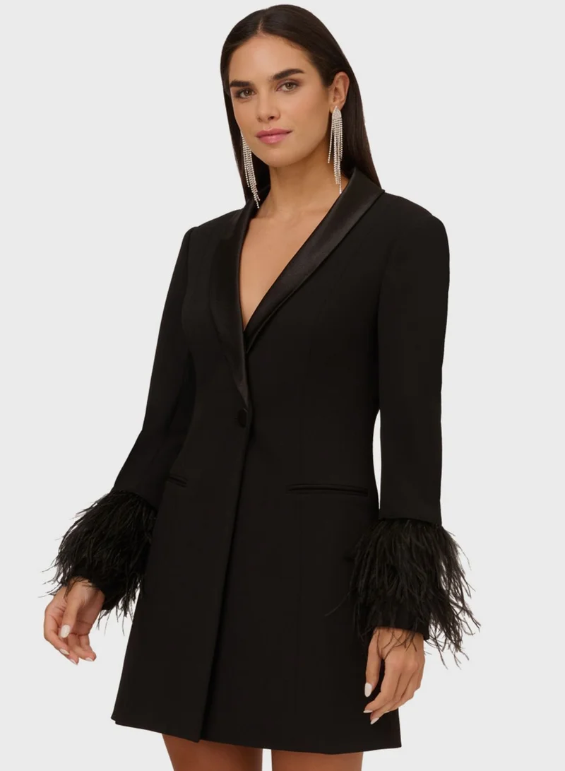 AIDAN MATTOX Fringe Sleeve Wrap Dress