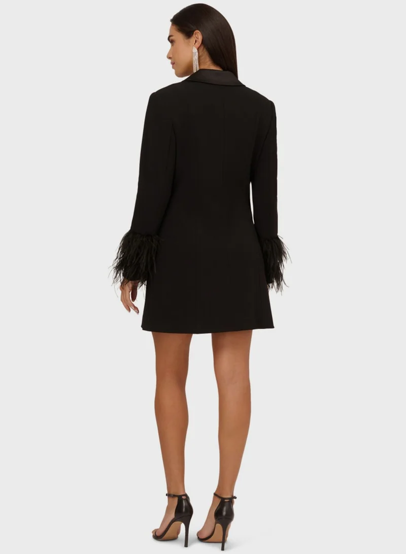 AIDAN MATTOX Fringe Sleeve Wrap Dress