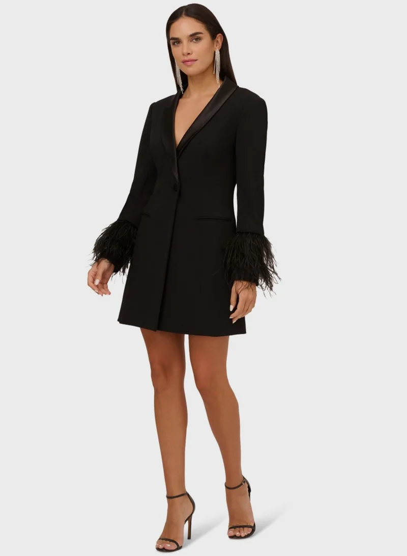 AIDAN MATTOX Fringe Sleeve Wrap Dress