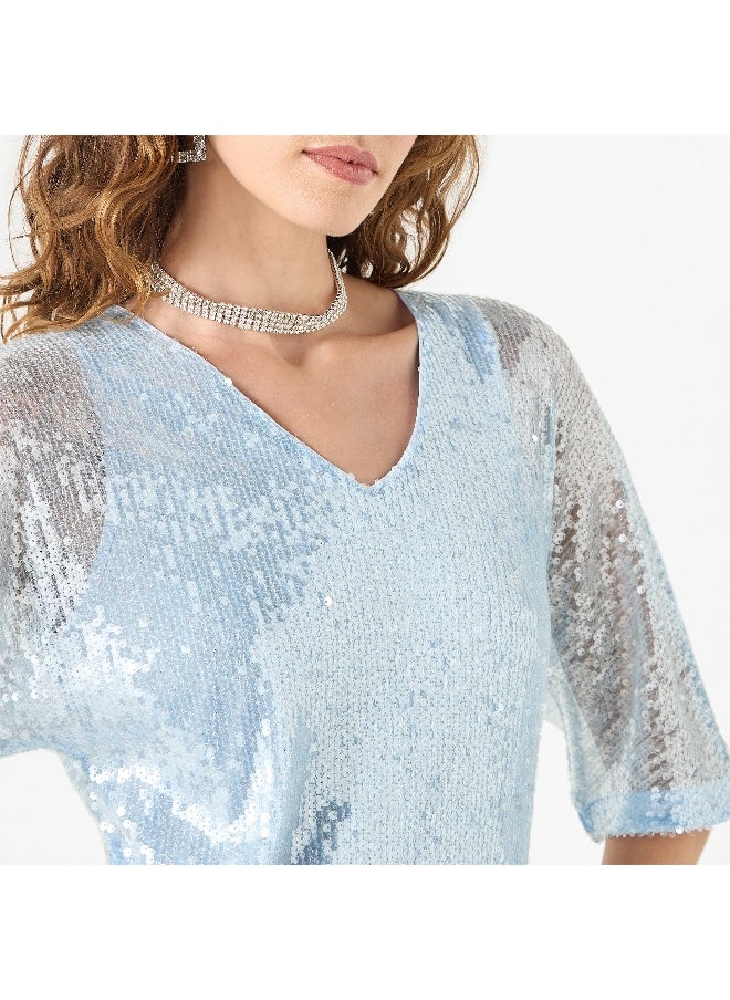 Iconic - Iconic Embellished A-line Midi Dress with Tie-Up Detail - Image 1