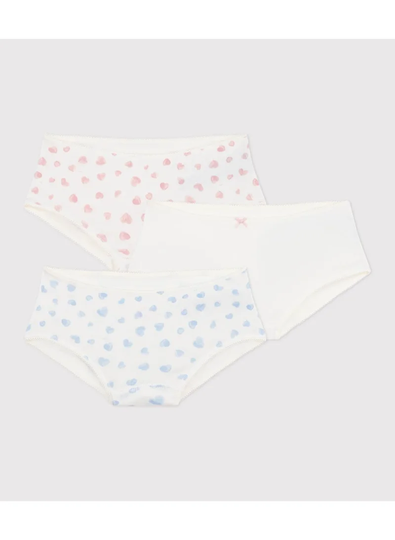 Petit Bateau Pack of heart-print cotton shorties for children