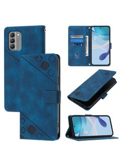 جراب جلدي منقوش لهاتف Nokia G400 (أزرق)