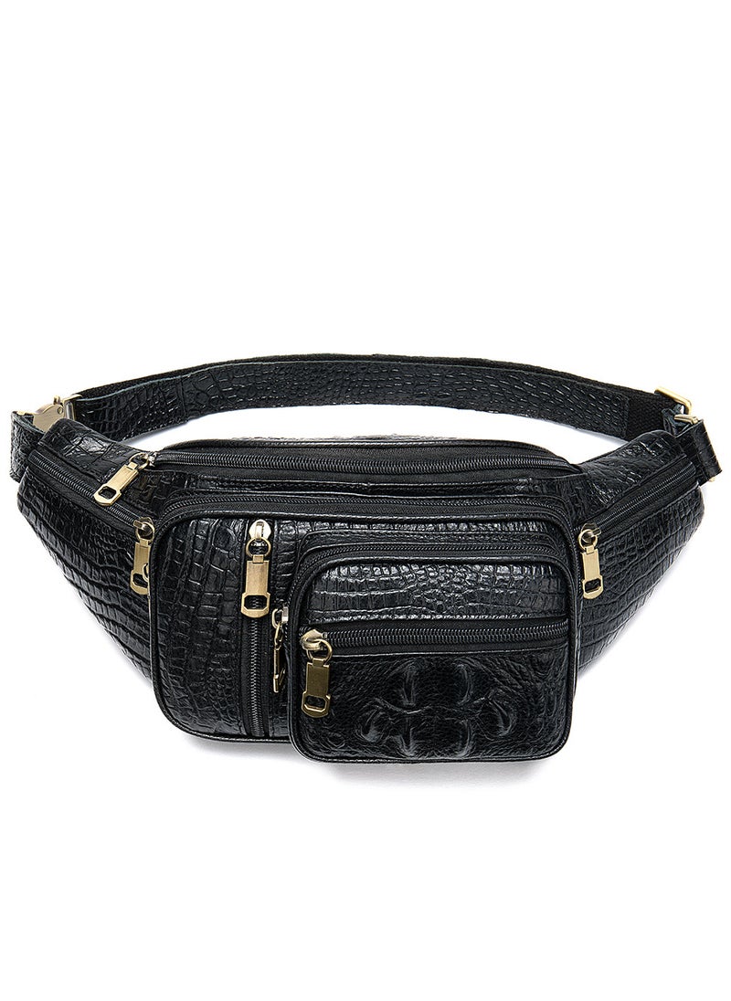 Generic Versatile Mens Leather Fanny Pack Crocodile Pattern 8336 8336 brown crocodile pattern  - Image 2