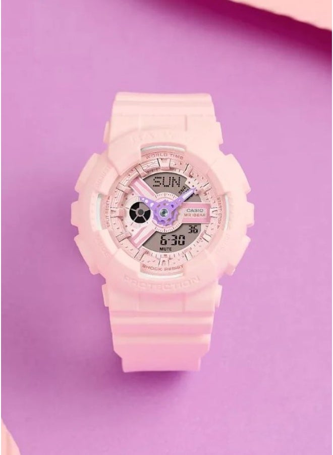 G-SHOCK Baby-G x Pokémon Pikachu Analog-Digital Women’s Watch BA-110PKC-4A, 43.4 mm Pink Resin Case & Strap, Shock-Resistant, LED Light, World Time, 100 m WR - Image 1
