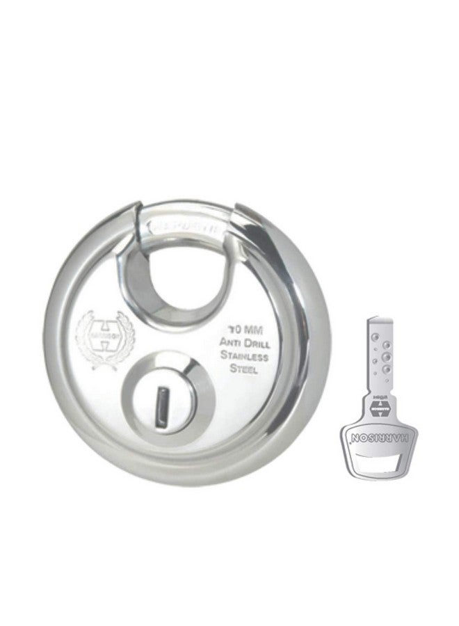 Harrison 0404 Stainless Steel 12 Pins Padlock with 4 Keys Silver, Polished Finish, Door Lock, Shutter Lock, Godown Lock - Image 1