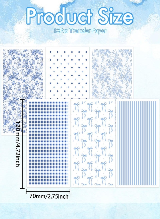 Puocaon Blue Clay Transfer Paper - 18 Sheets Chinoiserie Assorted Design Transfer Paper for Polymer Clay Earrings Jewelry Bow - Image 4