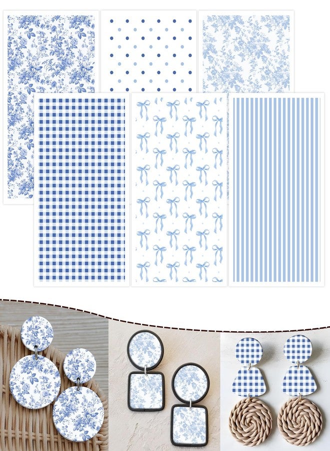 Puocaon Blue Clay Transfer Paper - 18 Sheets Chinoiserie Assorted Design Transfer Paper for Polymer Clay Earrings Jewelry Bow - Image 1